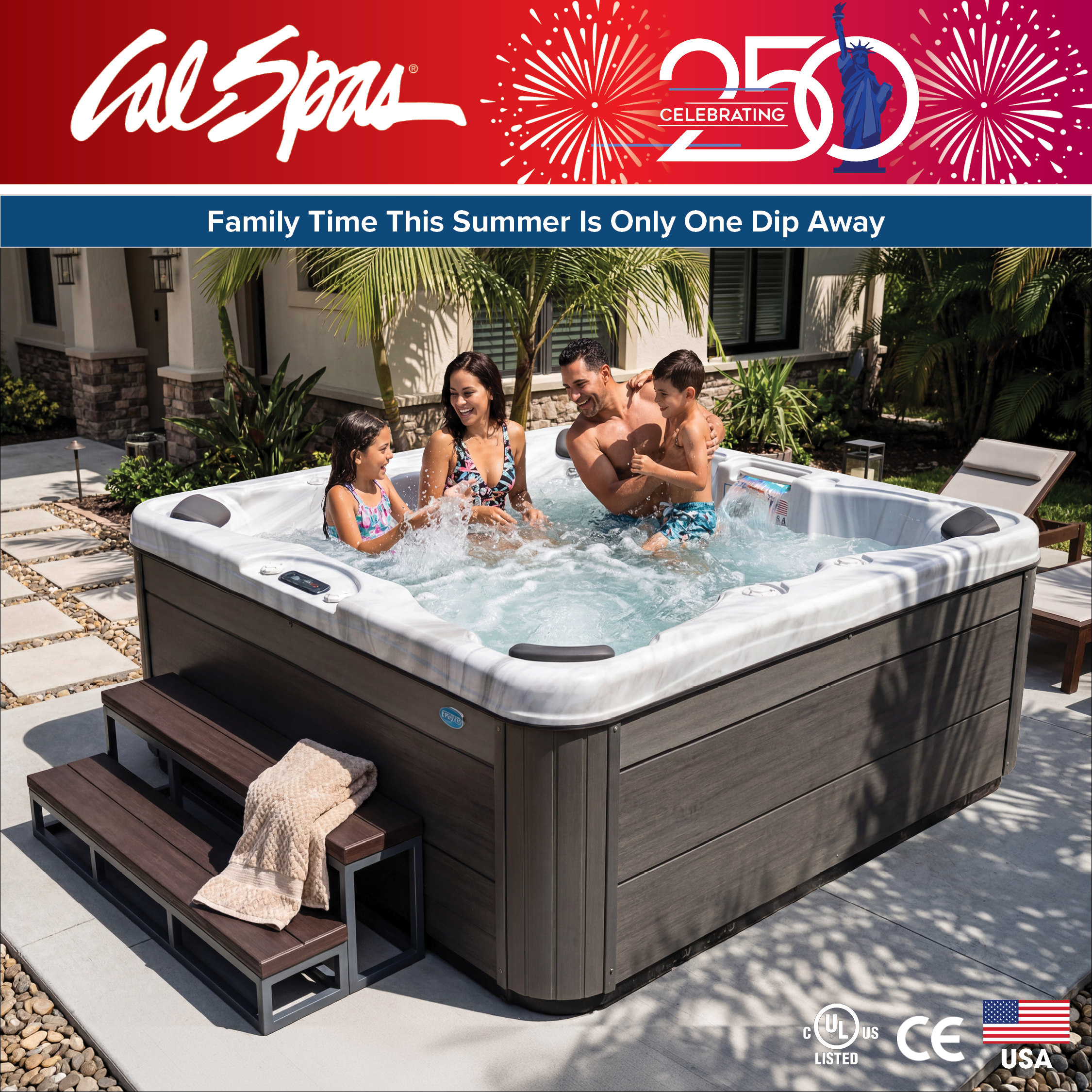 Calspas hot tub being used in a family setting - San Antonio